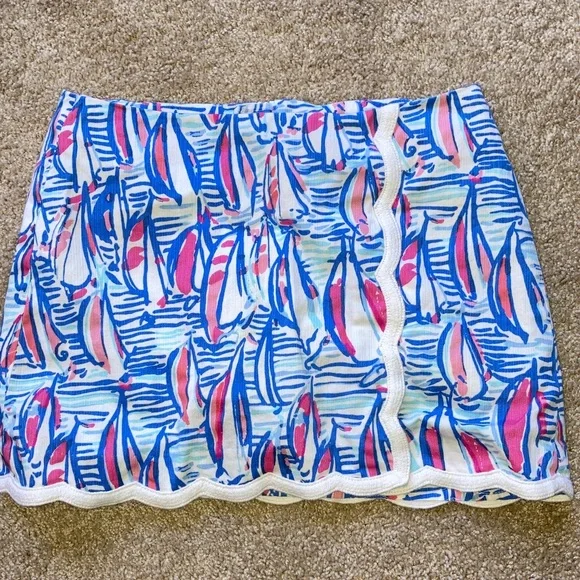 Lilly Pulitzer Michelina Skort Eliza Glisten In The Sun 4 Blue White Vacation - Picture 2 of 16